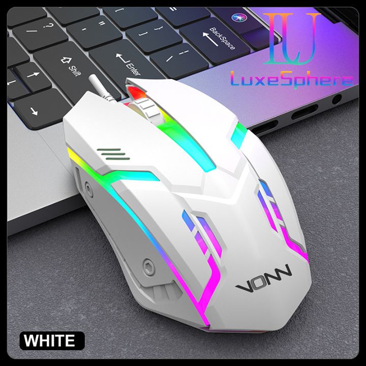 F1 Wired 3 Keys Mouse Colorful Lighting Gaming and Office For Microsoft Windows and Apple IOS System