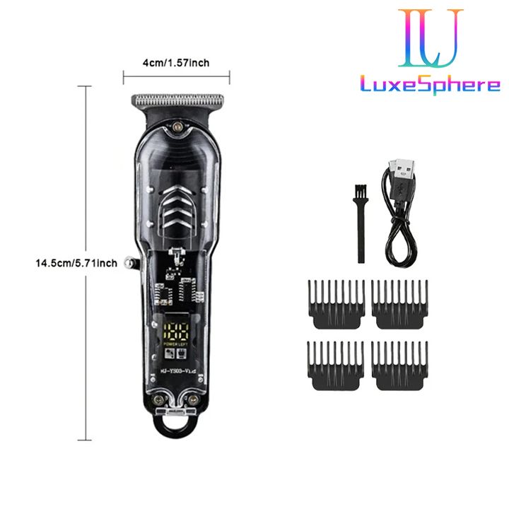Transparent Body Electric Hair Clipper Professional Trimmer USB Rechargeable Hair Cutting Machine For Men Holiday Gift For Him