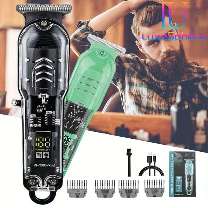 Transparent Body Electric Hair Clipper Professional Trimmer USB Rechargeable Hair Cutting Machine For Men Holiday Gift For Him