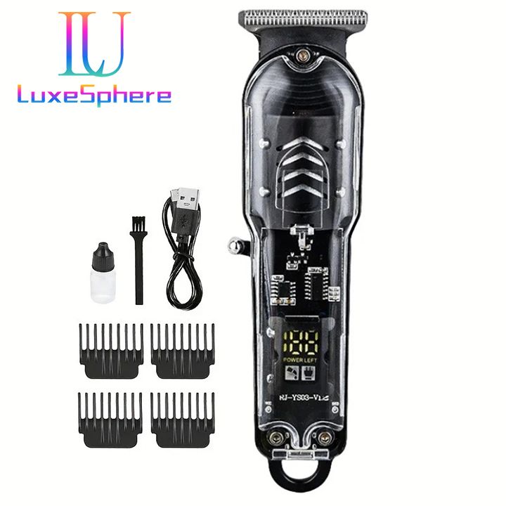 Transparent Body Electric Hair Clipper Professional Trimmer USB Rechargeable Hair Cutting Machine For Men Holiday Gift For Him