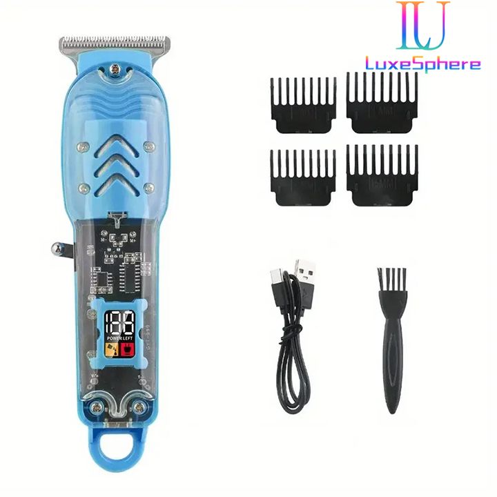 Transparent Body Electric Hair Clipper Professional Trimmer USB Rechargeable Hair Cutting Machine For Men Holiday Gift For Him