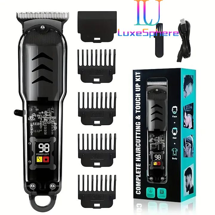 Transparent Body Electric Hair Clipper Professional Trimmer USB Rechargeable Hair Cutting Machine For Men Holiday Gift For Him