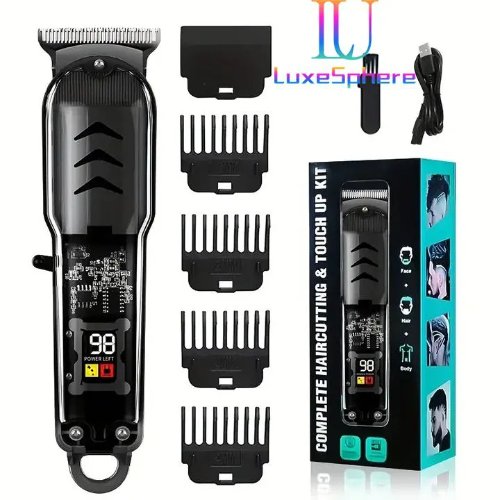 Transparent Body Electric Hair Clipper Professional Trimmer USB Rechargeable Hair Cutting Machine For Men Holiday Gift For Him