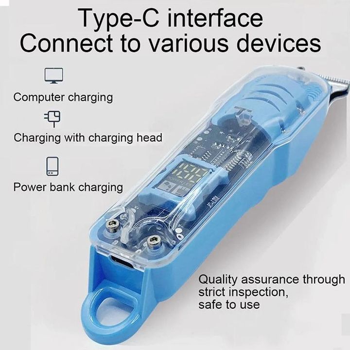 Transparent Body Electric Hair Clipper Professional Trimmer USB Rechargeable Hair Cutting Machine For Men Holiday Gift For Him