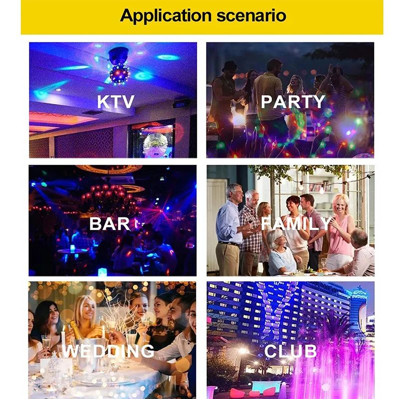 Bulb E27 Stage Light RGB Small Magic LED Rotating Light Projector Lamp For Disco KTV Party Bar Wedding Christmas Holiday Lights