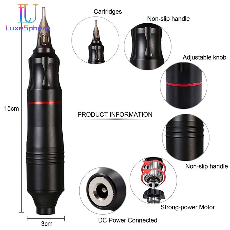 Tattoo Kits Professional Tattoo Pen Kit Rotary ,Tattoo Machine With Tattoo Power Supply, Ink, Gloves , Cartridge Needles Tattoo Kit For Body, Suitable for Beginners, Professionals, Tangent-line Foggin