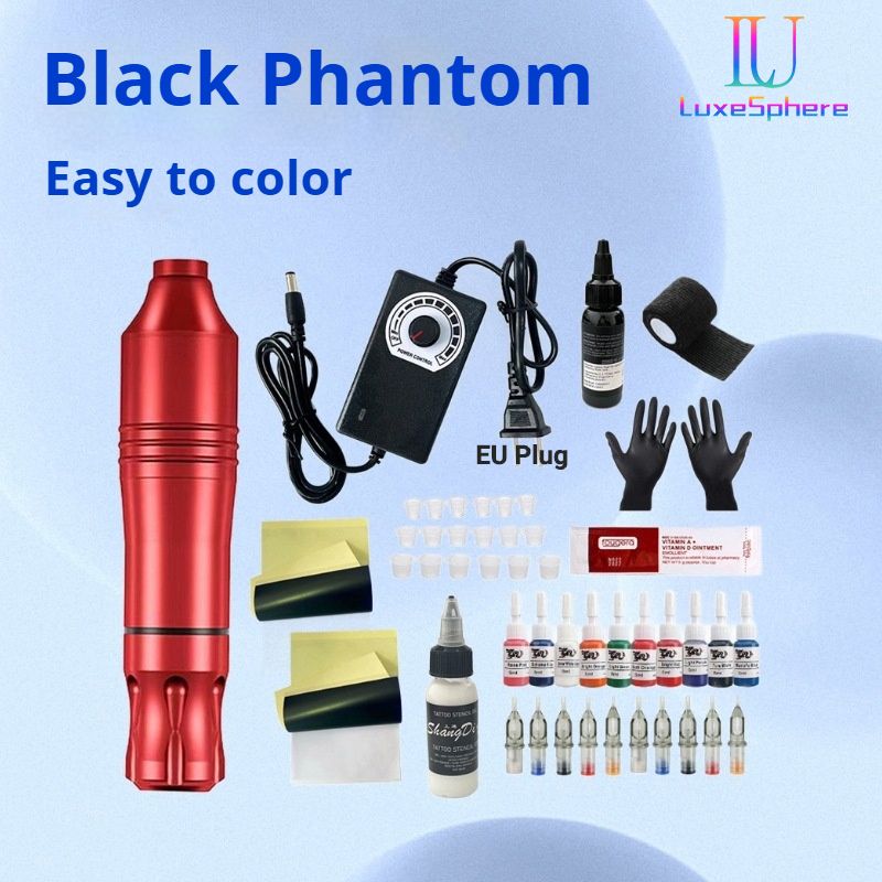 Tattoo Kits Professional Tattoo Pen Kit Rotary ,Tattoo Machine With Tattoo Power Supply, Ink, Gloves , Cartridge Needles Tattoo Kit For Body, Suitable for Beginners, Professionals, Tangent-line Foggin