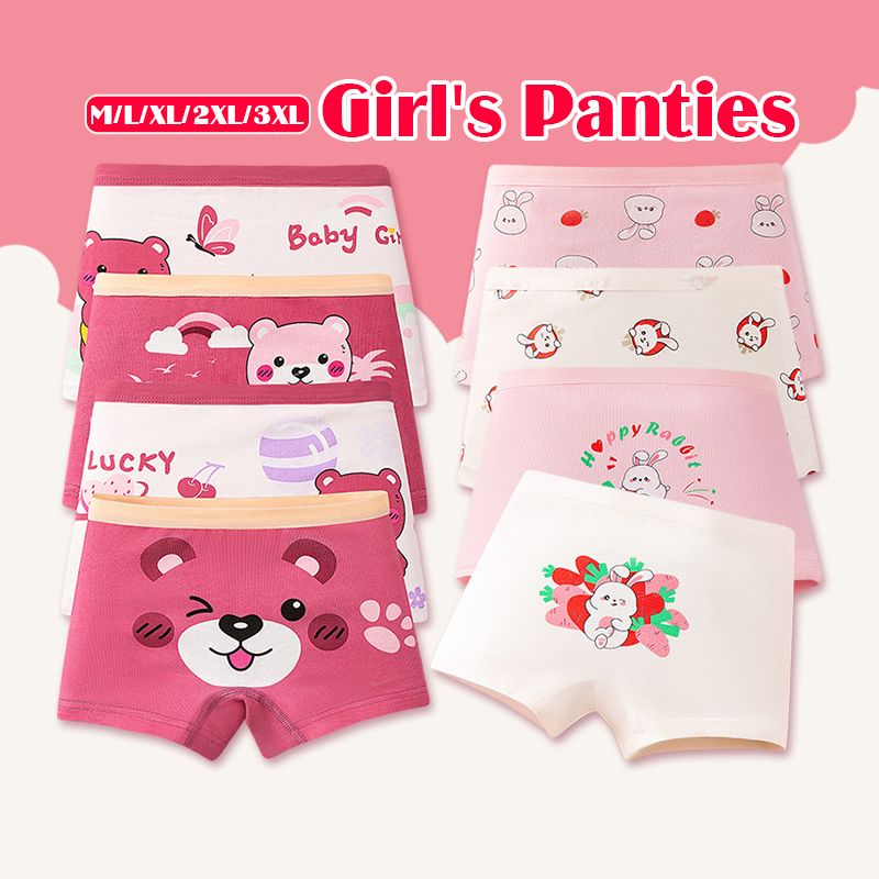 4pieces Baby Girl Children Underwear Cotton Cartoon Printed Boxer Briefs Panties Girl's Underwear High Quaility Breathable Soft Girls Clothing Children Underwear