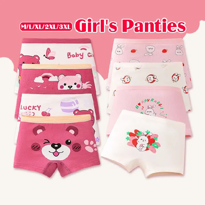 4pieces Baby Girl Children Underwear Cotton Cartoon Printed Boxer Briefs Panties Girl's Underwear High Quaility Breathable Soft Girls Clothing Children Underwear