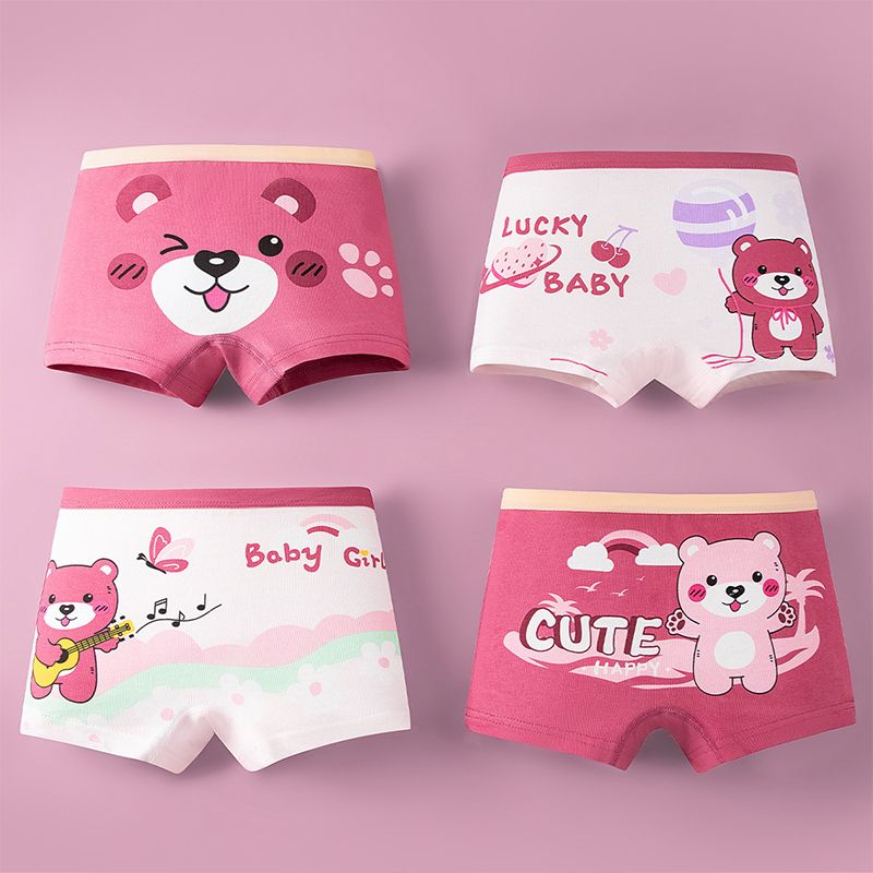 4pieces Baby Girl Children Underwear Cotton Cartoon Printed Boxer Briefs Panties Girl's Underwear High Quaility Breathable Soft Girls Clothing Children Underwear