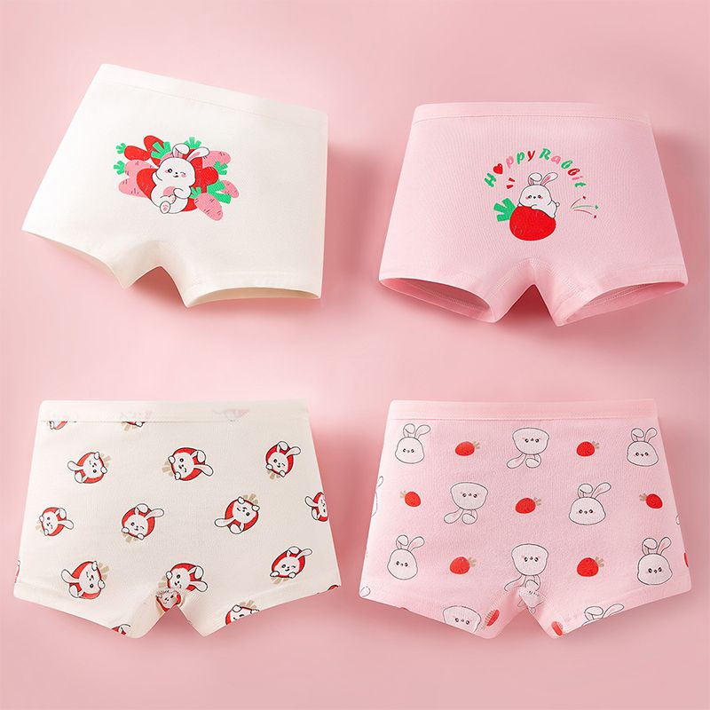 4pieces Baby Girl Children Underwear Cotton Cartoon Printed Boxer Briefs Panties Girl's Underwear High Quaility Breathable Soft Girls Clothing Children Underwear
