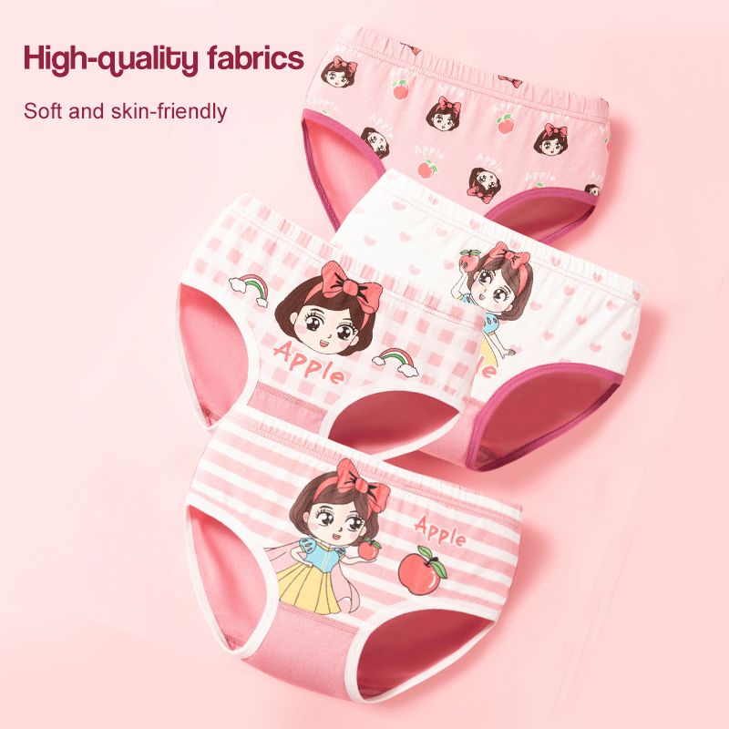 4pcs Girls' Underwear Baby Girl Pure Cotton Cartoon Panties Triangle High Quaility Cartoon Printed Briefs Panties