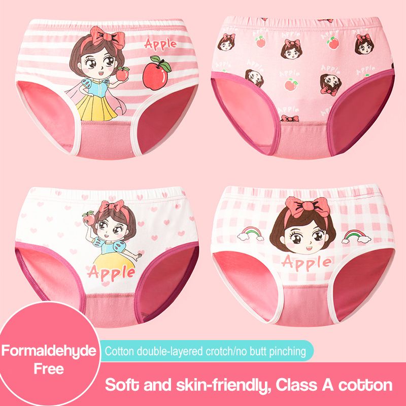 4pcs Girls' Underwear Baby Girl Pure Cotton Cartoon Panties Triangle High Quaility Cartoon Printed Briefs Panties