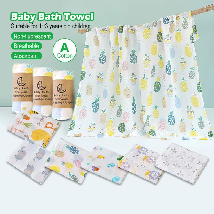 110*110cm Newborn Pure Cotton Muslin Light Gauze Bath Towel Soft Absorbent Baby Swaddle Blanket Soft Newborn Bath Towel
