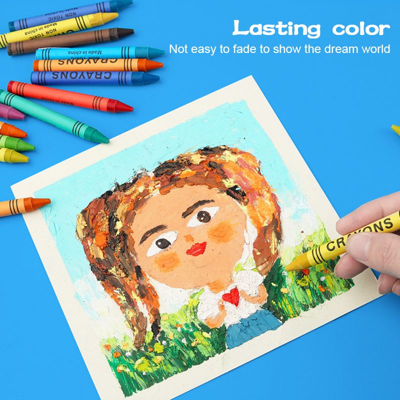 Crayon ( Set of 6/8/12/24 Colors) Pastels Crayon Primary School Student Drawing Tool School Supply Children's Drawing Crayons Washable Graffiti Art Oil Painting Stick