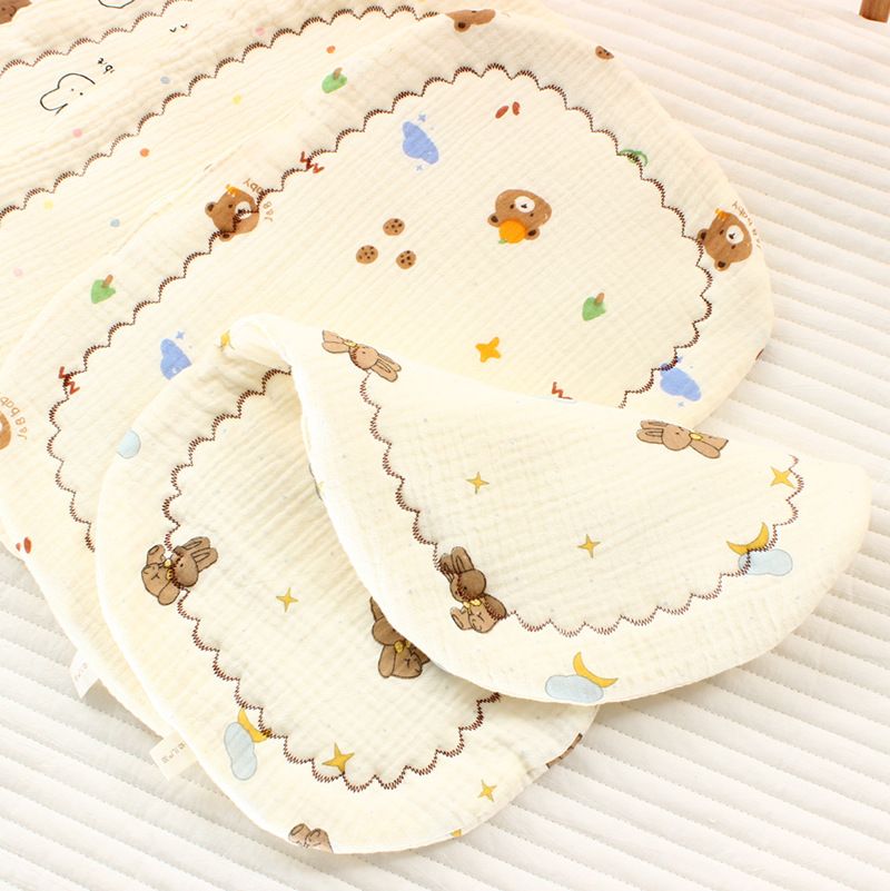 Newborn Baby Gauze Pillow Baby Toddler U-shaped Pure Cotton Pillow Baby Pillowcase Anti Spitting Pad for 0-12 month Baby Cartoon Printed Cushion Pillow