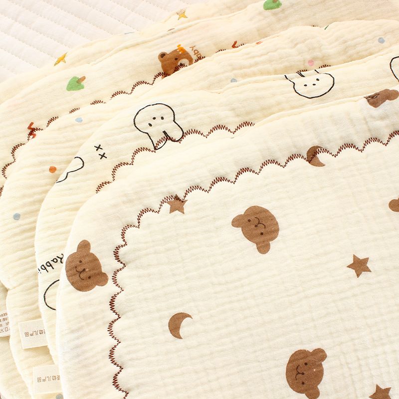 Newborn Baby Gauze Pillow Baby Toddler U-shaped Pure Cotton Pillow Baby Pillowcase Anti Spitting Pad for 0-12 month Baby Cartoon Printed Cushion Pillow