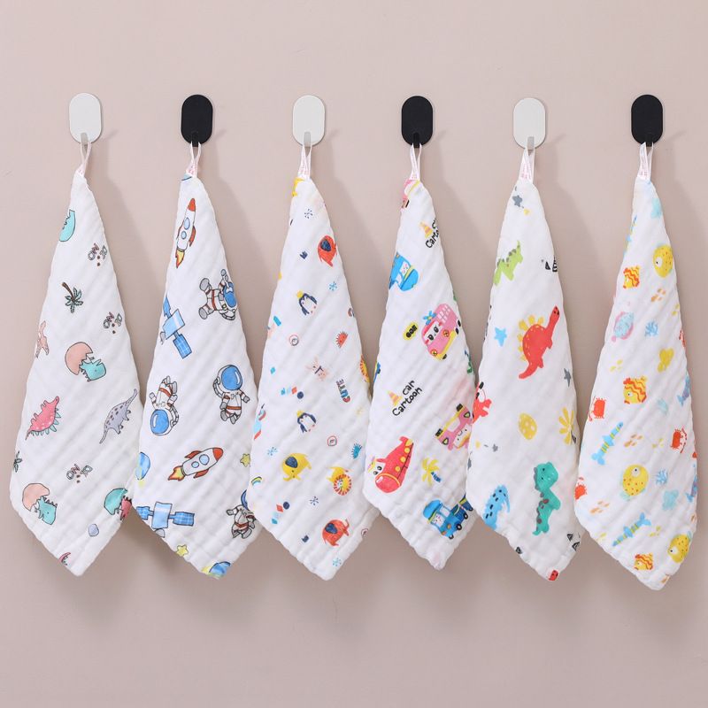 New 6-Layer Pure Cotton Gauze Baby Towel Baby Bath Towel High-Density Combed Cotton Face Towel Multi-Functional Towel for Newborns 25*25cm 1pcs