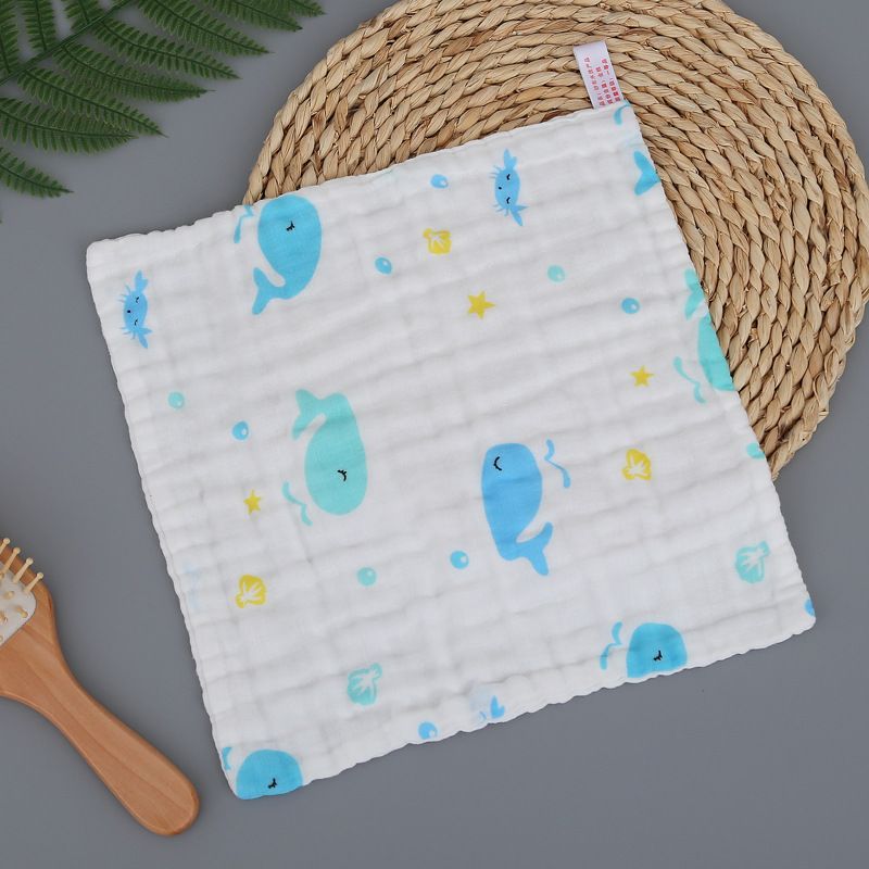 New 6-Layer Pure Cotton Gauze Baby Towel Baby Bath Towel High-Density Combed Cotton Face Towel Multi-Functional Towel for Newborns 25*25cm 1pcs