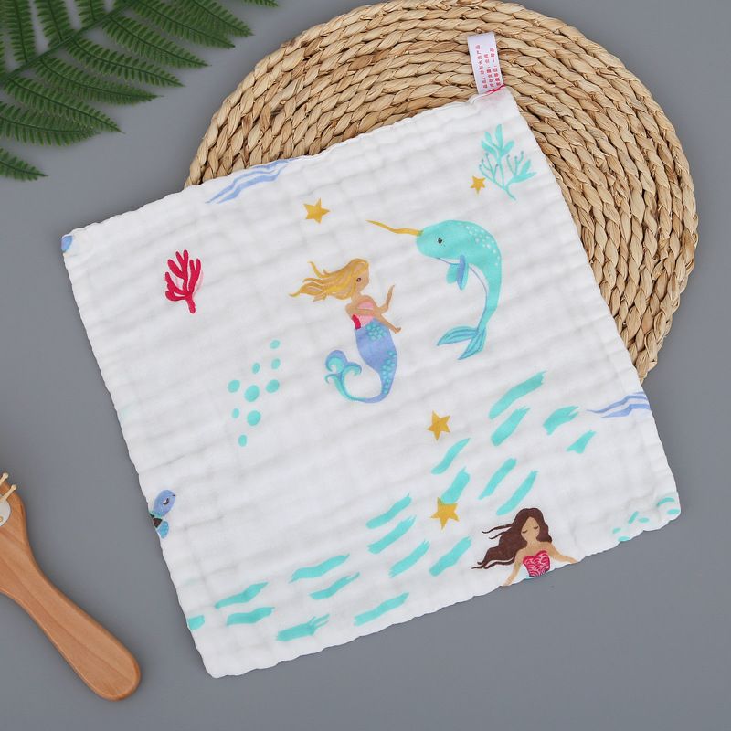 New 6-Layer Pure Cotton Gauze Baby Towel Baby Bath Towel High-Density Combed Cotton Face Towel Multi-Functional Towel for Newborns 25*25cm 1pcs