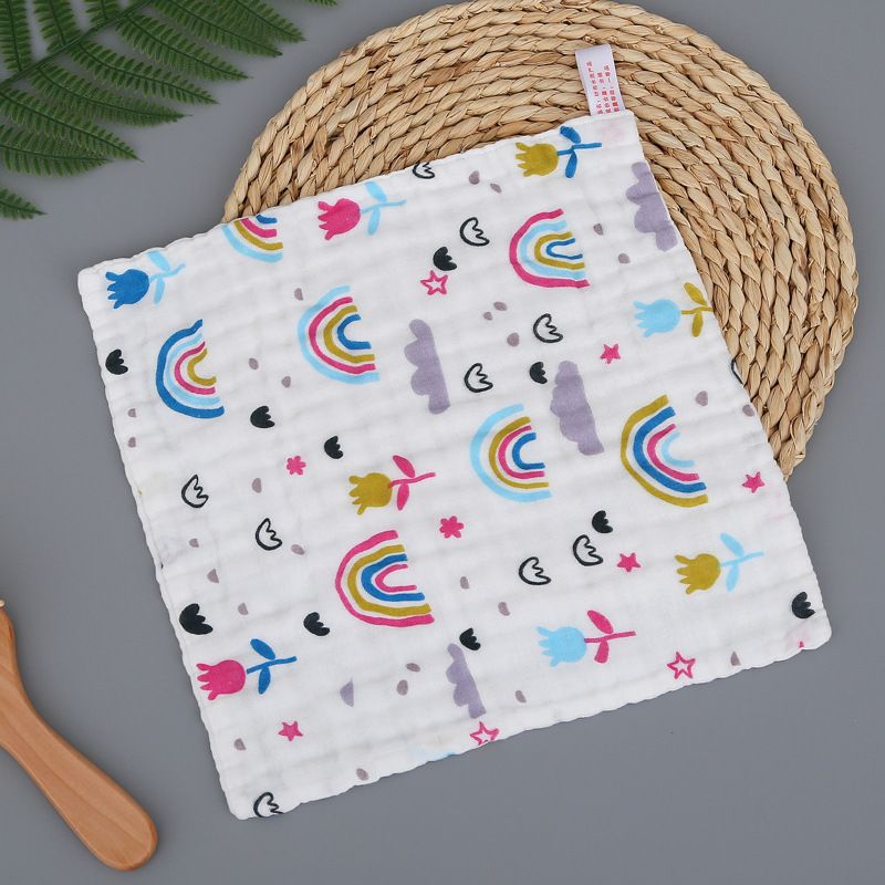 New 6-Layer Pure Cotton Gauze Baby Towel Baby Bath Towel High-Density Combed Cotton Face Towel Multi-Functional Towel for Newborns 25*25cm 1pcs