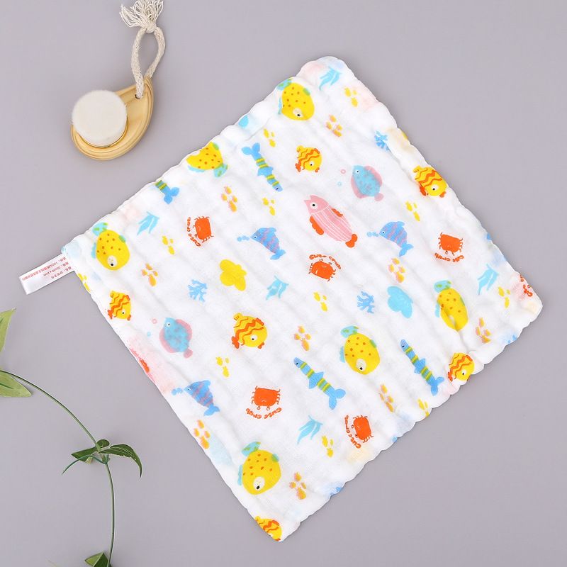 New 6-Layer Pure Cotton Gauze Baby Towel Baby Bath Towel High-Density Combed Cotton Face Towel Multi-Functional Towel for Newborns 25*25cm 1pcs