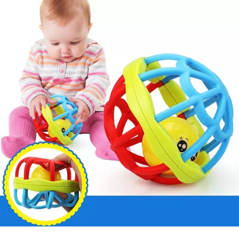 7pcs Baby Rattles Toys Set Infant Grab Shake Rattle Plastic Bells Bite The Soft Rubber Ball Shaking and Teether Toys Early Development Toy