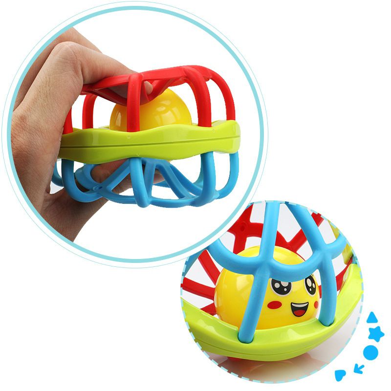 7pcs Baby Rattles Toys Set Infant Grab Shake Rattle Plastic Bells Bite The Soft Rubber Ball Shaking and Teether Toys Early Development Toy
