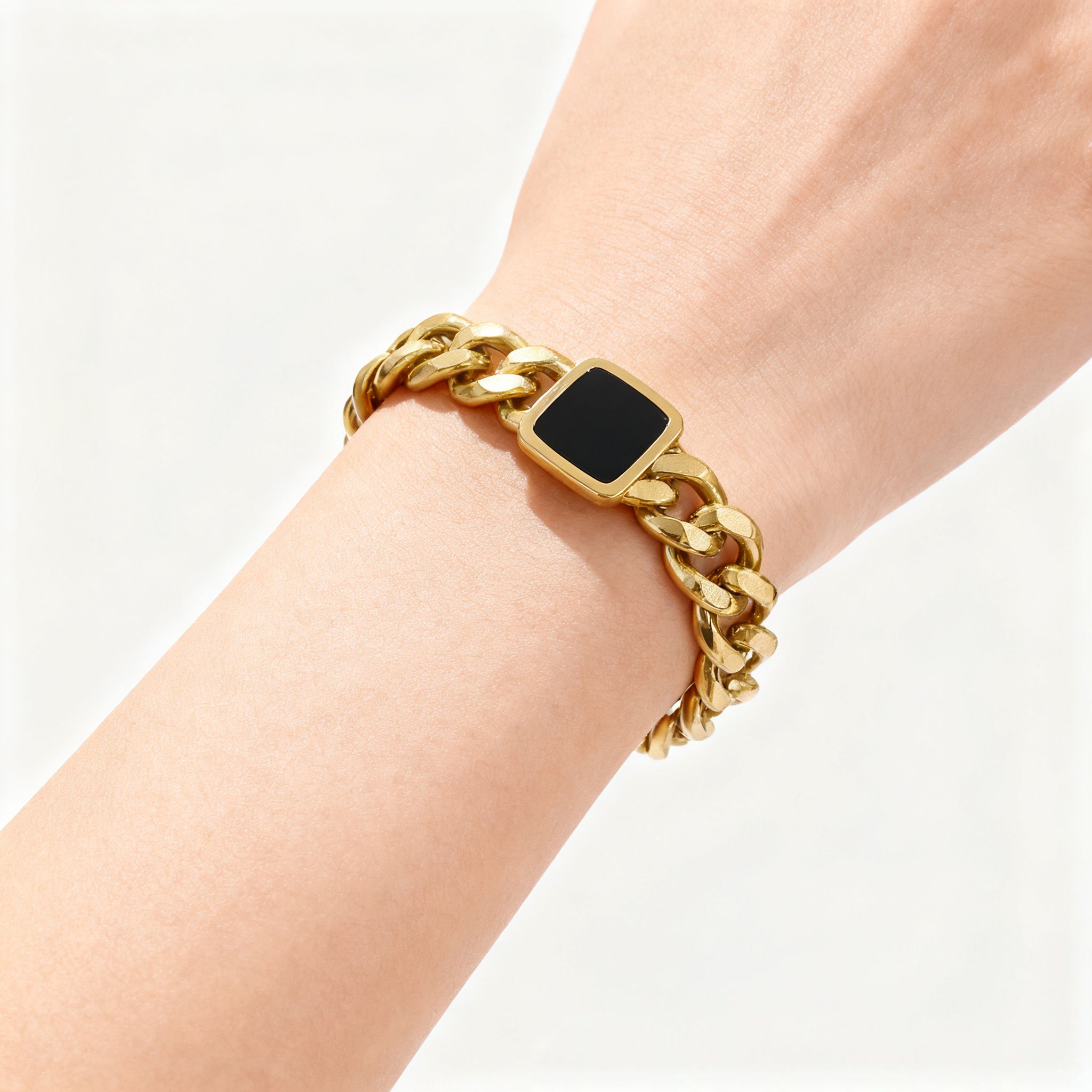 Jewelry Bracelet Exquisite Diamond Thick Titanium Steel Gold Bracelet Not Easy to Rust with Extended Chain Black Gold Cube Cuban Chain Light Luxury Versatile Fashion Water Diamond Bracelet