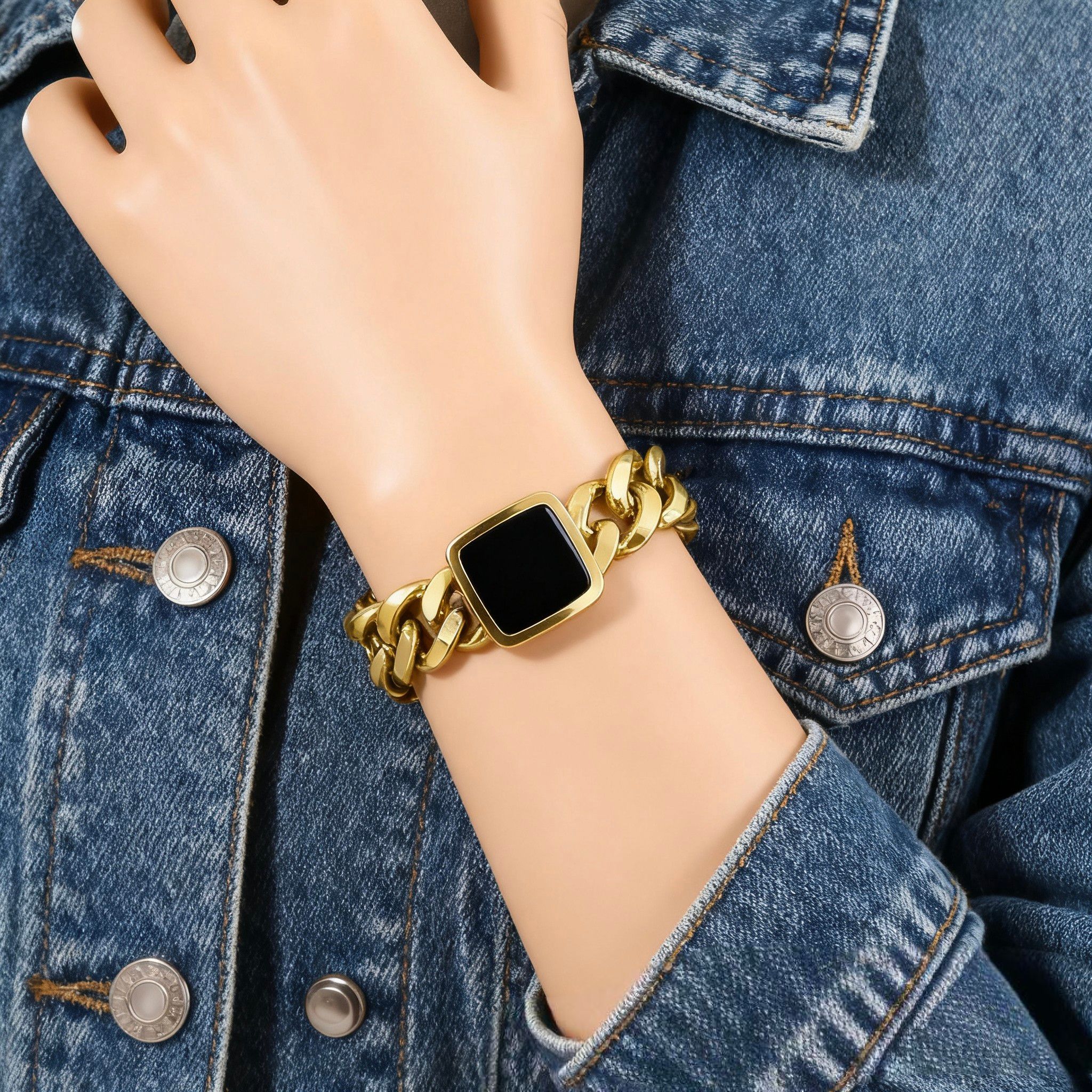 Jewelry Bracelet Exquisite Diamond Thick Titanium Steel Gold Bracelet Not Easy to Rust with Extended Chain Black Gold Cube Cuban Chain Light Luxury Versatile Fashion Water Diamond Bracelet