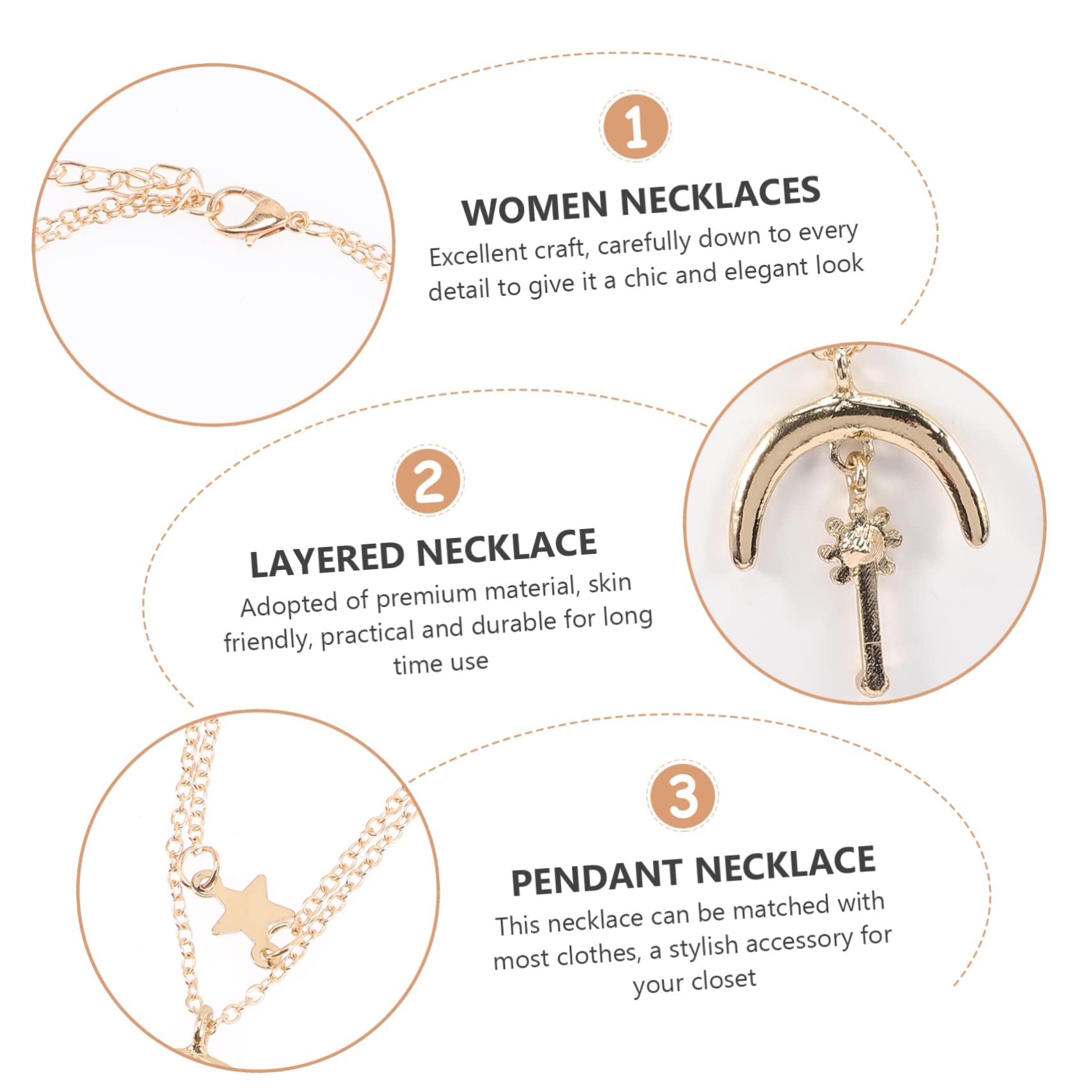 Two layer Women's Necklace Star Moon Sun Pendant Necklace Sending Birthday Gifts To Girlfriend Wife Banquet Gifts