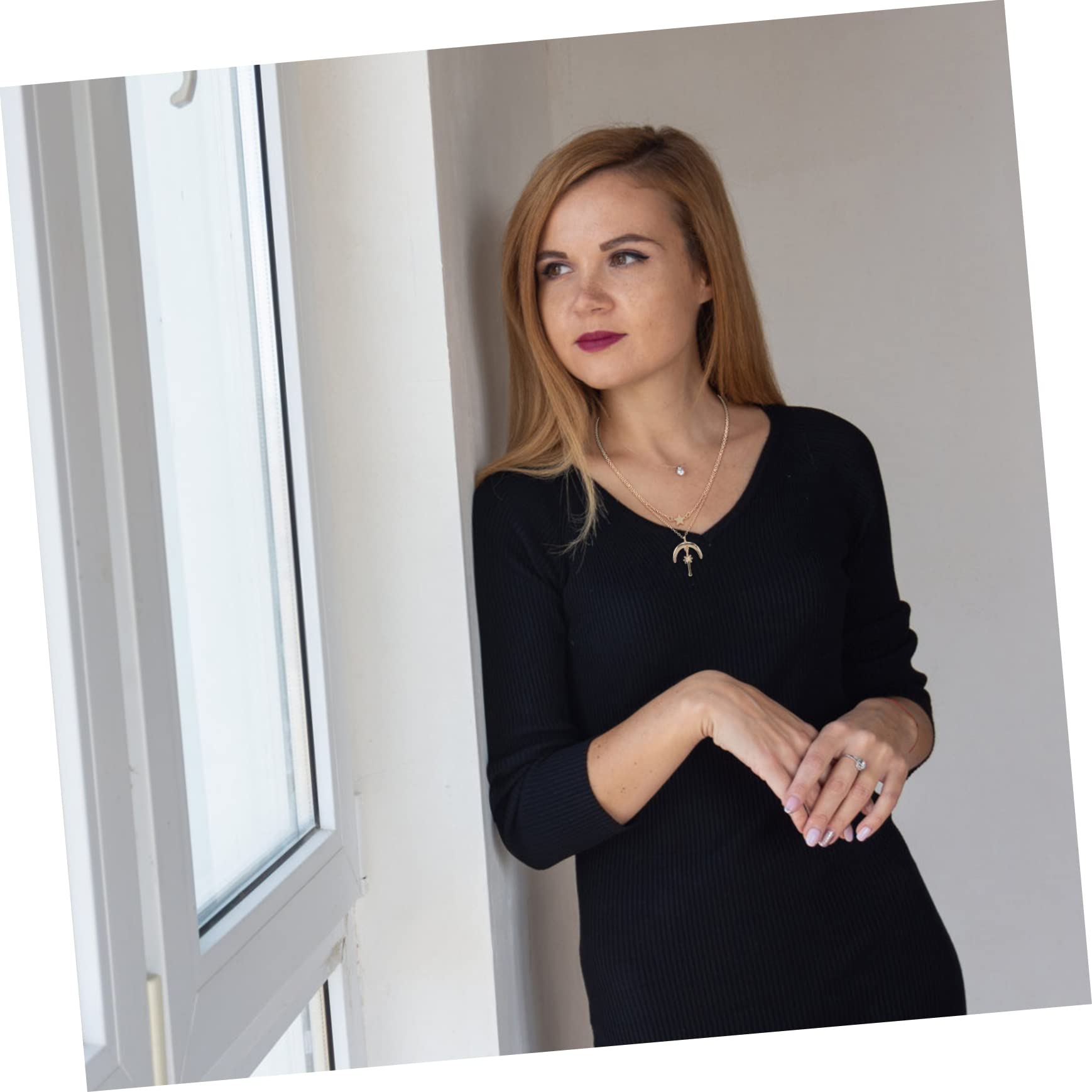 Two layer Women's Necklace Star Moon Sun Pendant Necklace Sending Birthday Gifts To Girlfriend Wife Banquet Gifts