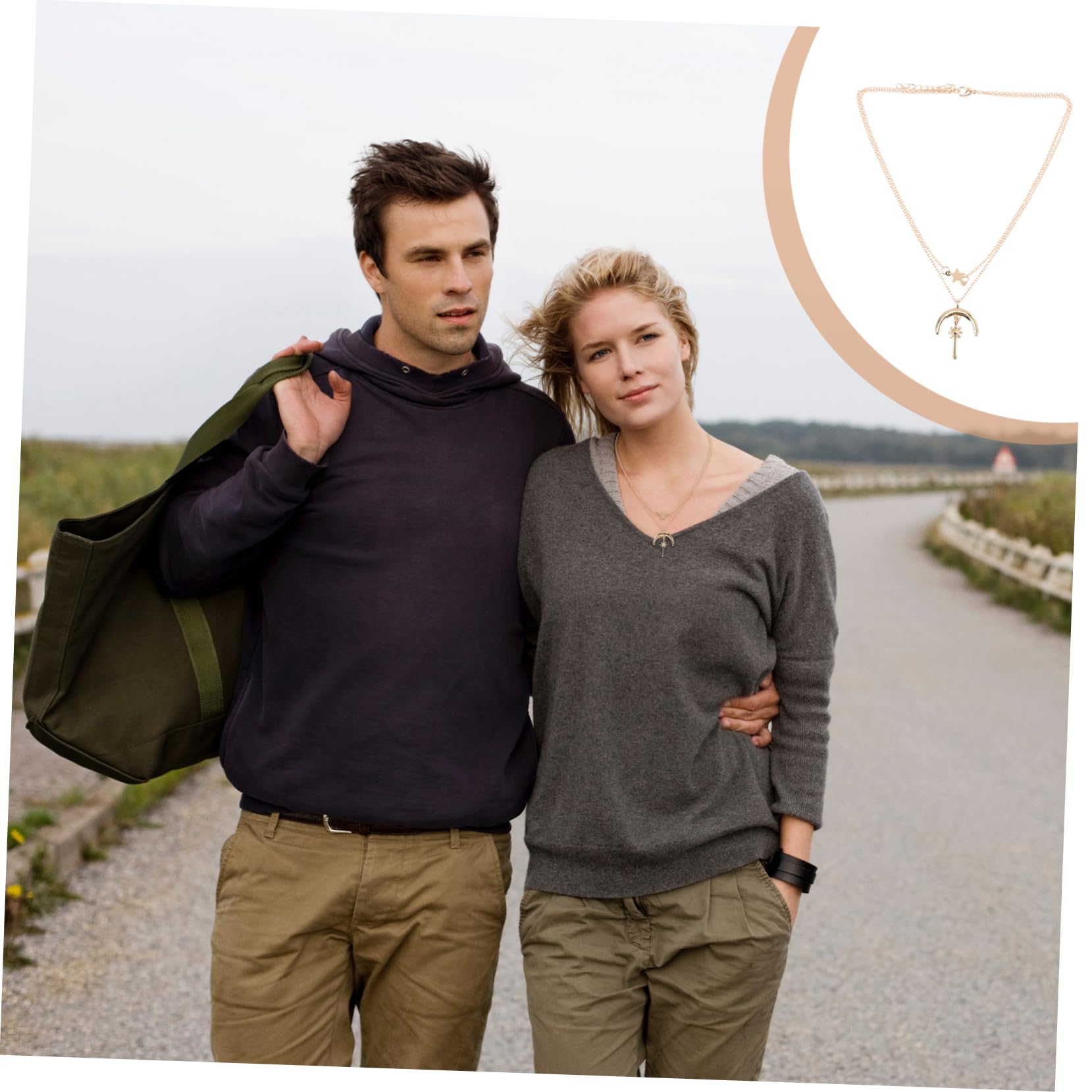 Two layer Women's Necklace Star Moon Sun Pendant Necklace Sending Birthday Gifts To Girlfriend Wife Banquet Gifts