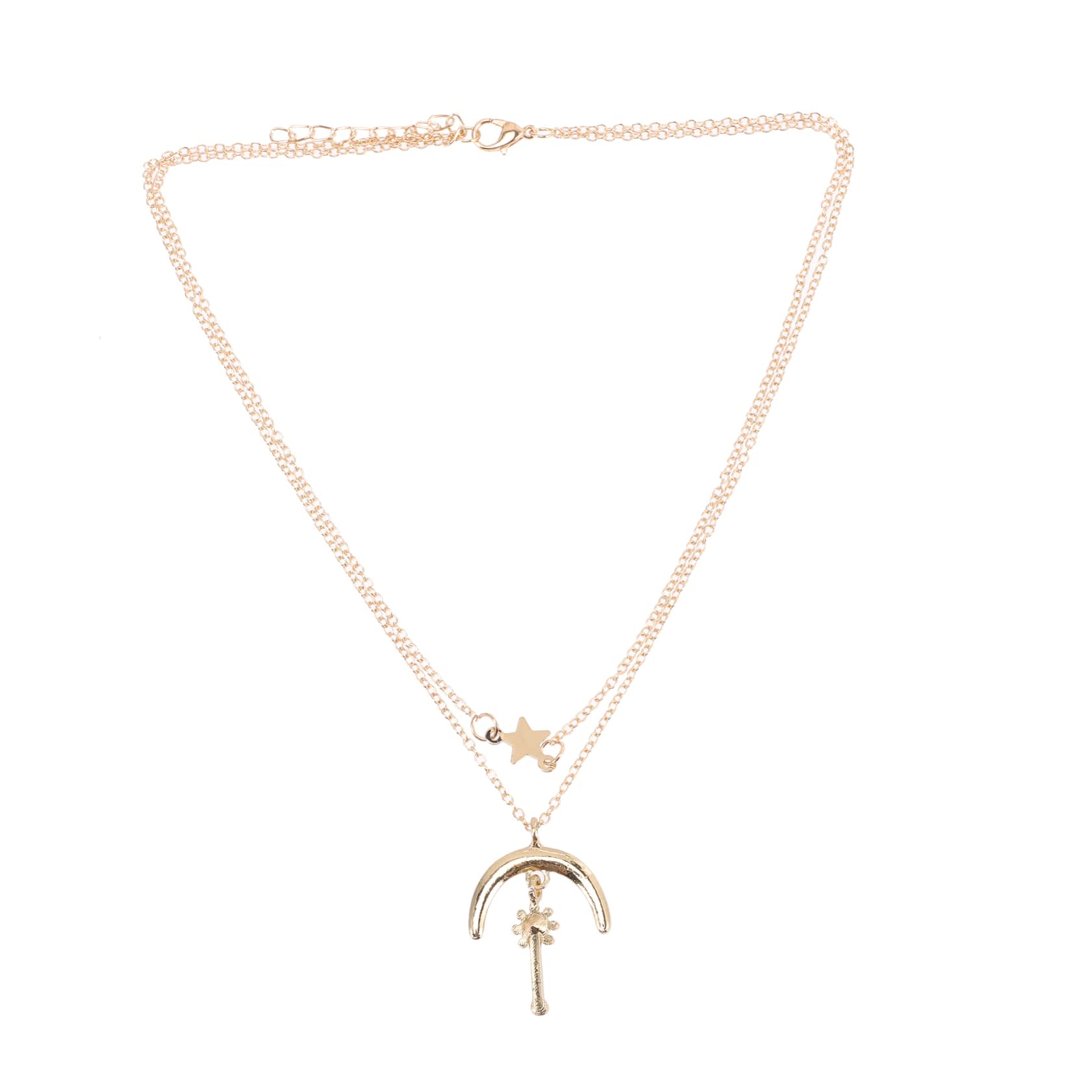 Two layer Women's Necklace Star Moon Sun Pendant Necklace Sending Birthday Gifts To Girlfriend Wife Banquet Gifts