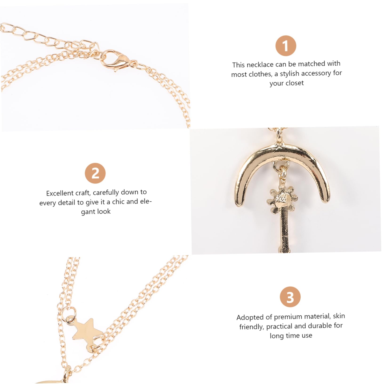 Two layer Women's Necklace Star Moon Sun Pendant Necklace Sending Birthday Gifts To Girlfriend Wife Banquet Gifts