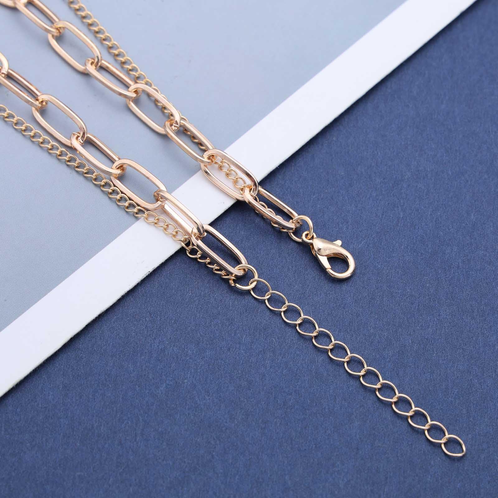 2 Layered Heart Pendant Necklace Gold Plated Paperclip And Cable Chain Stacked Choker For Women Dainty Layering Jewelry For Daily Dating Party And Casual Wear