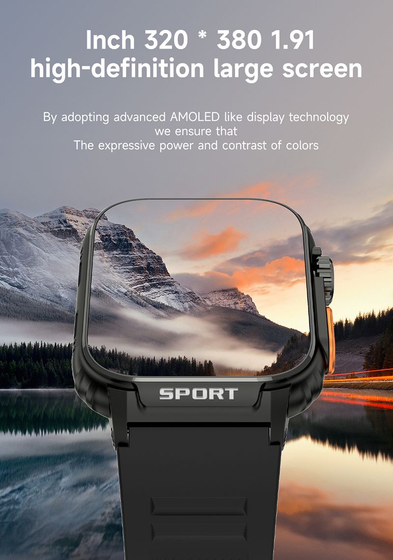 Utarudi GS88 Smart Watch Strap Full Touch Screen 1.91'' IPS Sports Fitness Watch IP68 Waterproof Sport Watch Bluetooth Smart Watch