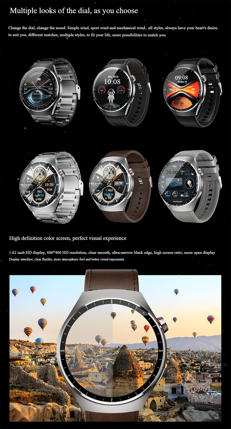 Utarudi GS80 1.53‘’ IP67 Waterproof Smart Watch 3*Straps Full Touch Screen Sports Fitness Watch IP68 Waterproof Bluetooth Smart Watch