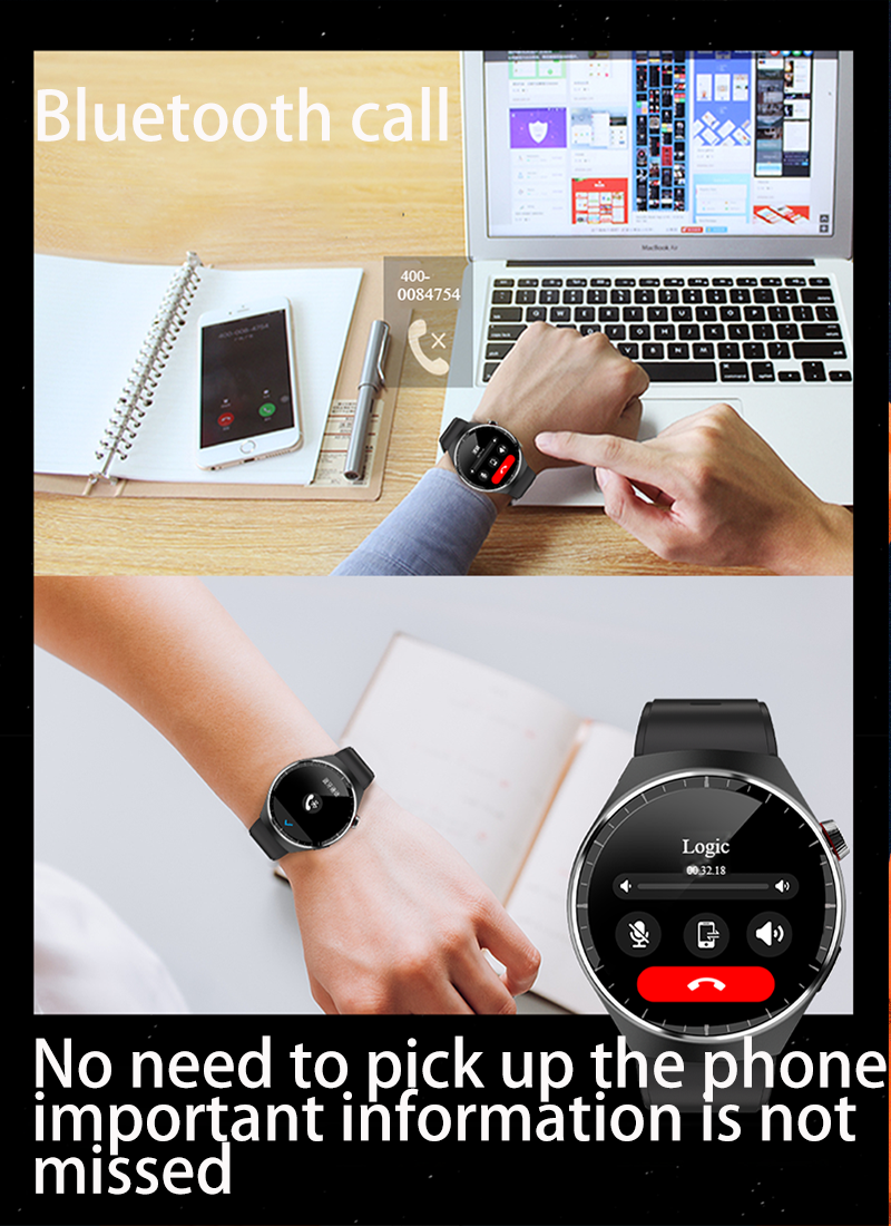 Utarudi GS80 1.53‘’ 7 Days Battery Life 3 Watchbands HD Curved screen IP67 Waterproof Smart Watch 3*Straps Full Touch Screen Sports Fitness Watch Bluetooth Smart Watch