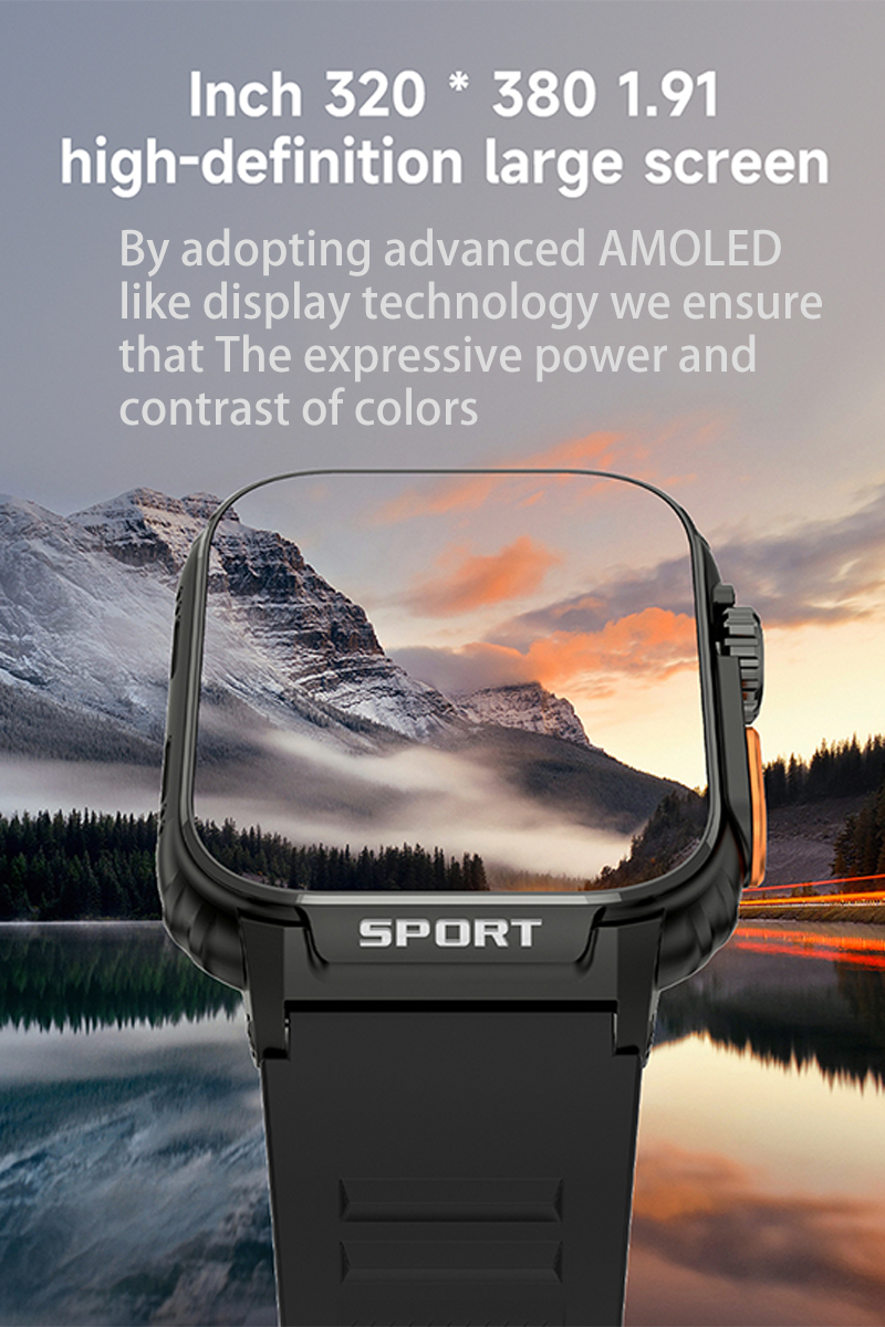 Utarudi GS88 Smart Watch Strap Full Touch Screen 1.91'' IPS Sports Fitness Watch IP68 Waterproof Sport Watch Bluetooth Smart Watch