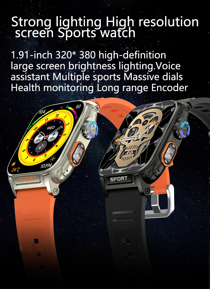 Utarudi GS88 Smart Watch Strap Full Touch Screen 1.91'' IPS Sports Fitness Watch IP68 Waterproof Sport Watch Bluetooth Smart Watch