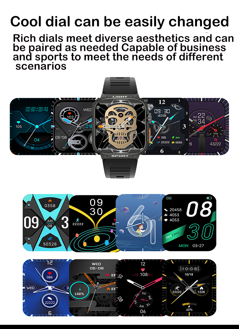 Utarudi GS88 Smart Watch Strap Full Touch Screen 1.91'' IPS Sports Fitness Watch IP68 Waterproof Sport Watch Bluetooth Smart Watch