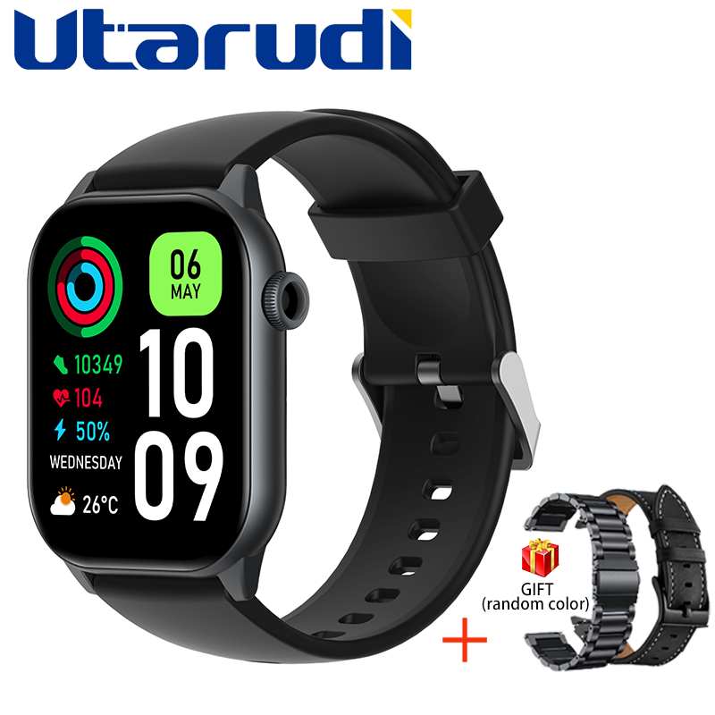 Utarudi GS77 7 Days Battery Life with 3 Watchbands 2.01 Inch HD Curved screen IP68 Waterproof Smart Watch 3*Straps Full Touch Screen Sports Fitness Watch Bluetooth Smart Watch Business Smart Watches