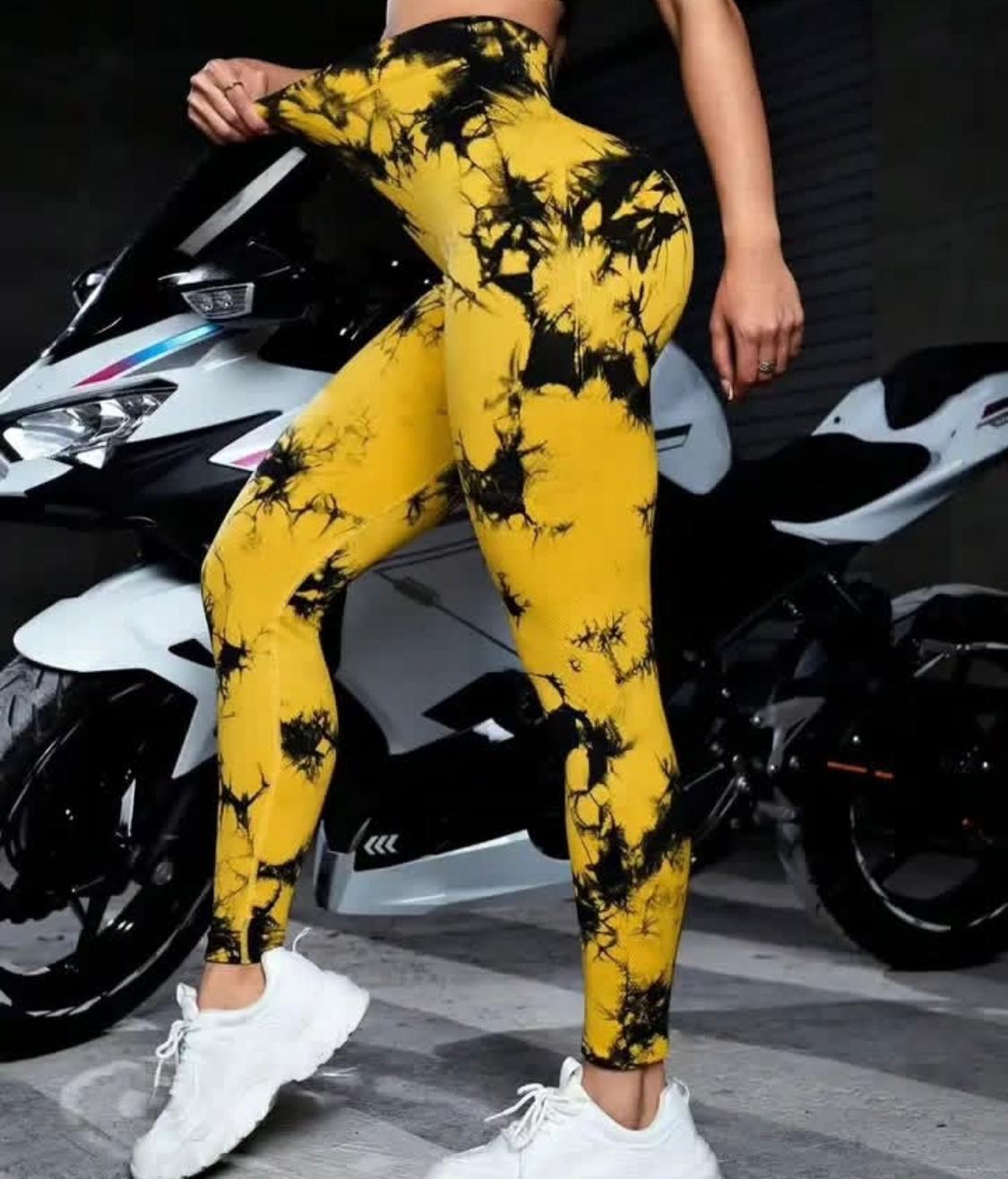 Tie Dye Pattern Print Women Workout Gym Fitness Leggings One Size Fits All Breathable Lightweight Soft Quick Dry Figure Shaping Sculpts High Waist Tummy Control Yoga Gym Running Athleisure Leggings