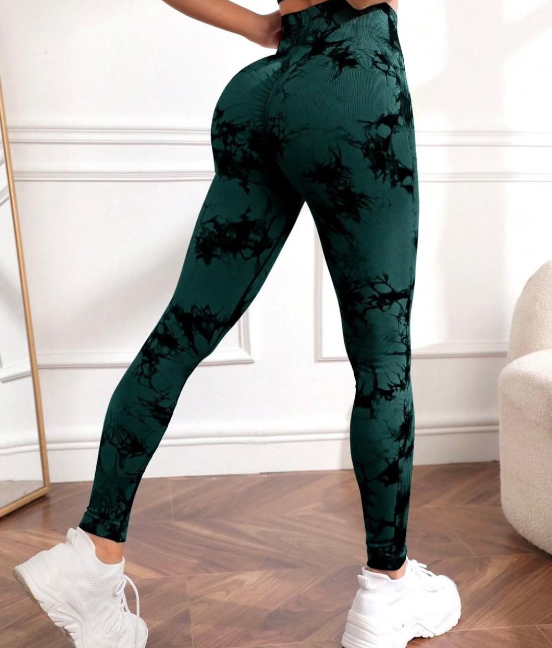 Tie Dye Pattern Print Women Workout Gym Fitness Leggings One Size Fits All Breathable Lightweight Soft Quick Dry Figure Shaping Sculpts High Waist Tummy Control Yoga Gym Running Athleisure Leggings