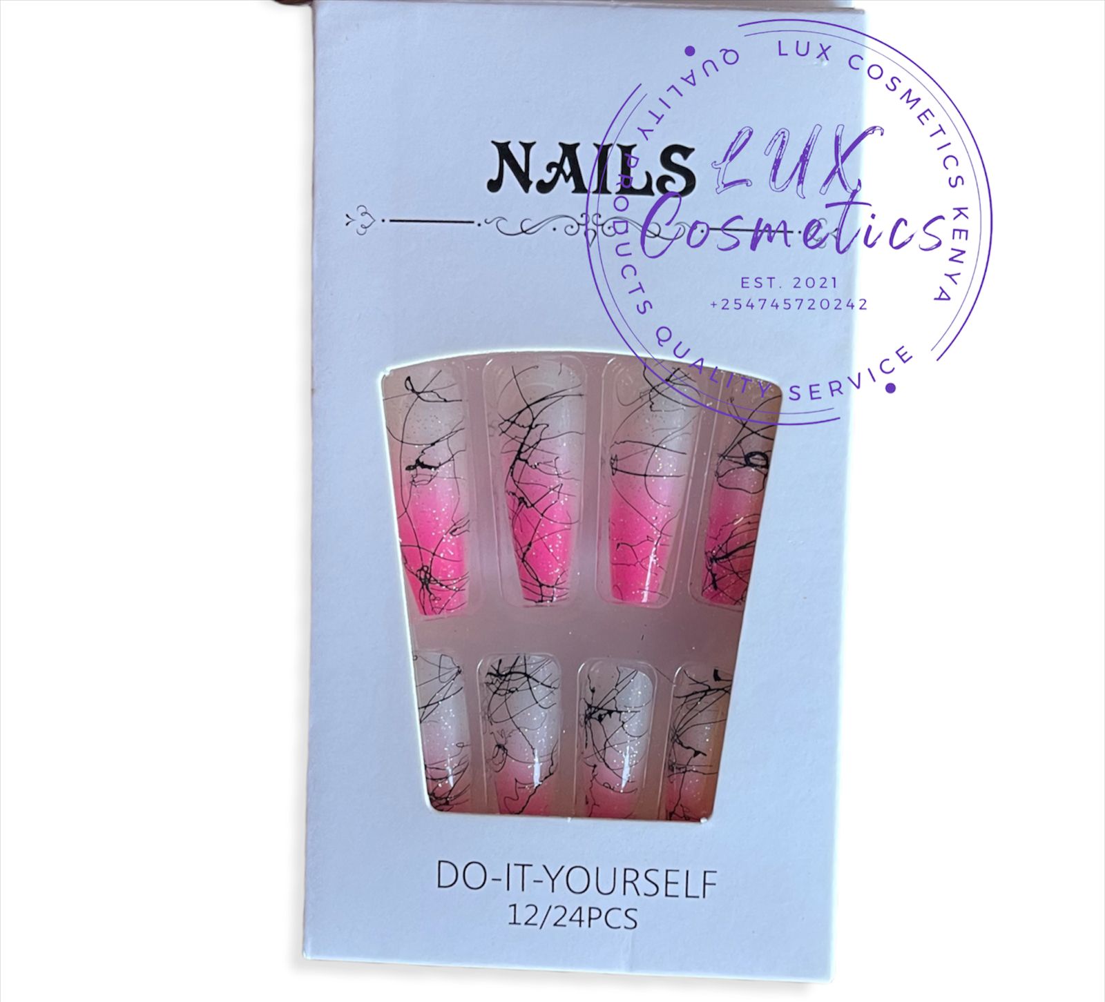 24 pcs Pattern Long Luxury Press On Ballerina Coffin Nails Acrylic Stickons + Application Glue (1 Pack) Long Luxury Press On Ballerina Coffin Nails Acrylic Stickons Pressons False Faux Manicure Nails