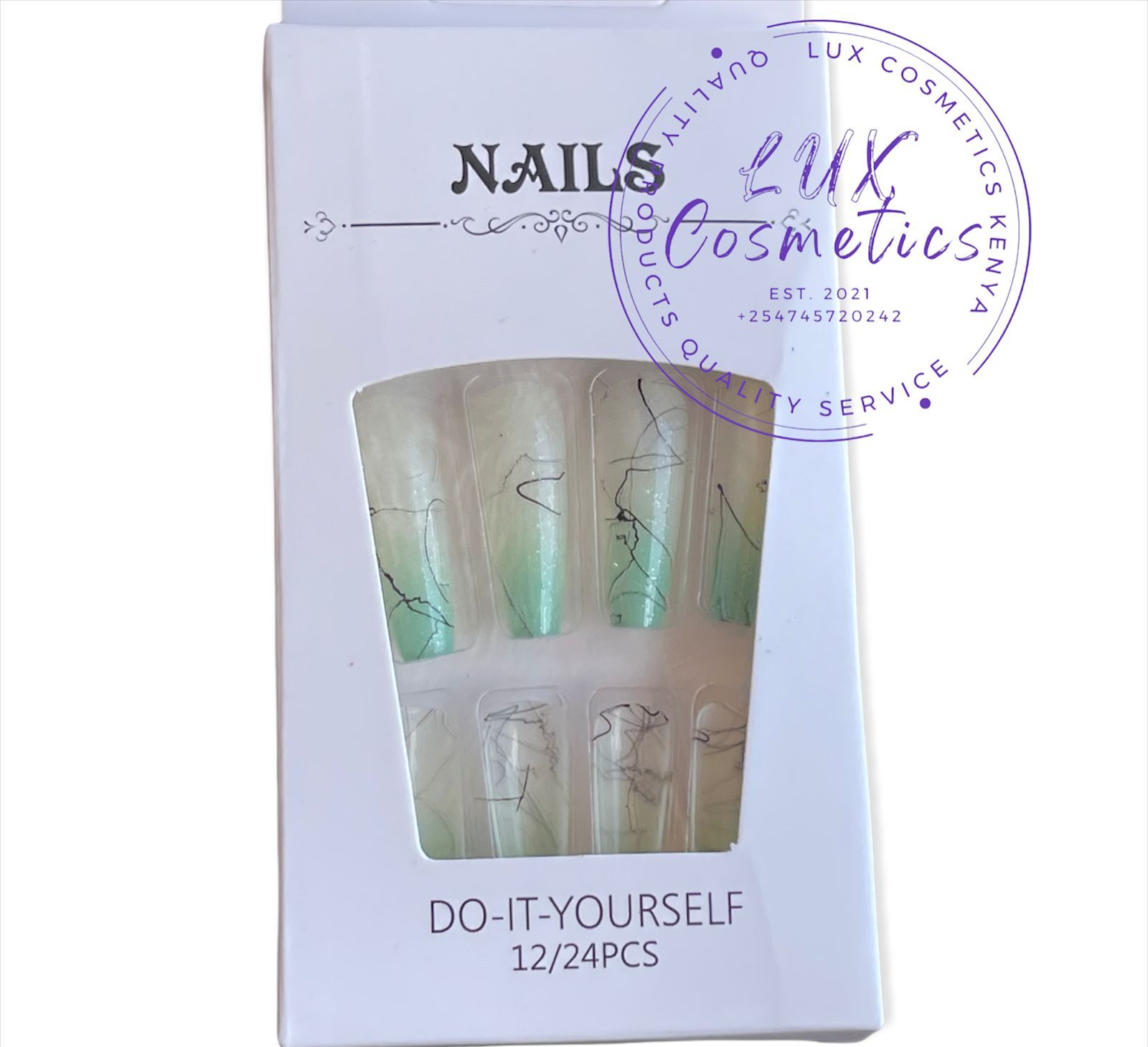 24 pcs Pattern Long Luxury Press On Ballerina Coffin Nails Acrylic Stickons + Application Glue (1 Pack) Long Luxury Press On Ballerina Coffin Nails Acrylic Stickons Pressons False Faux Manicure Nails