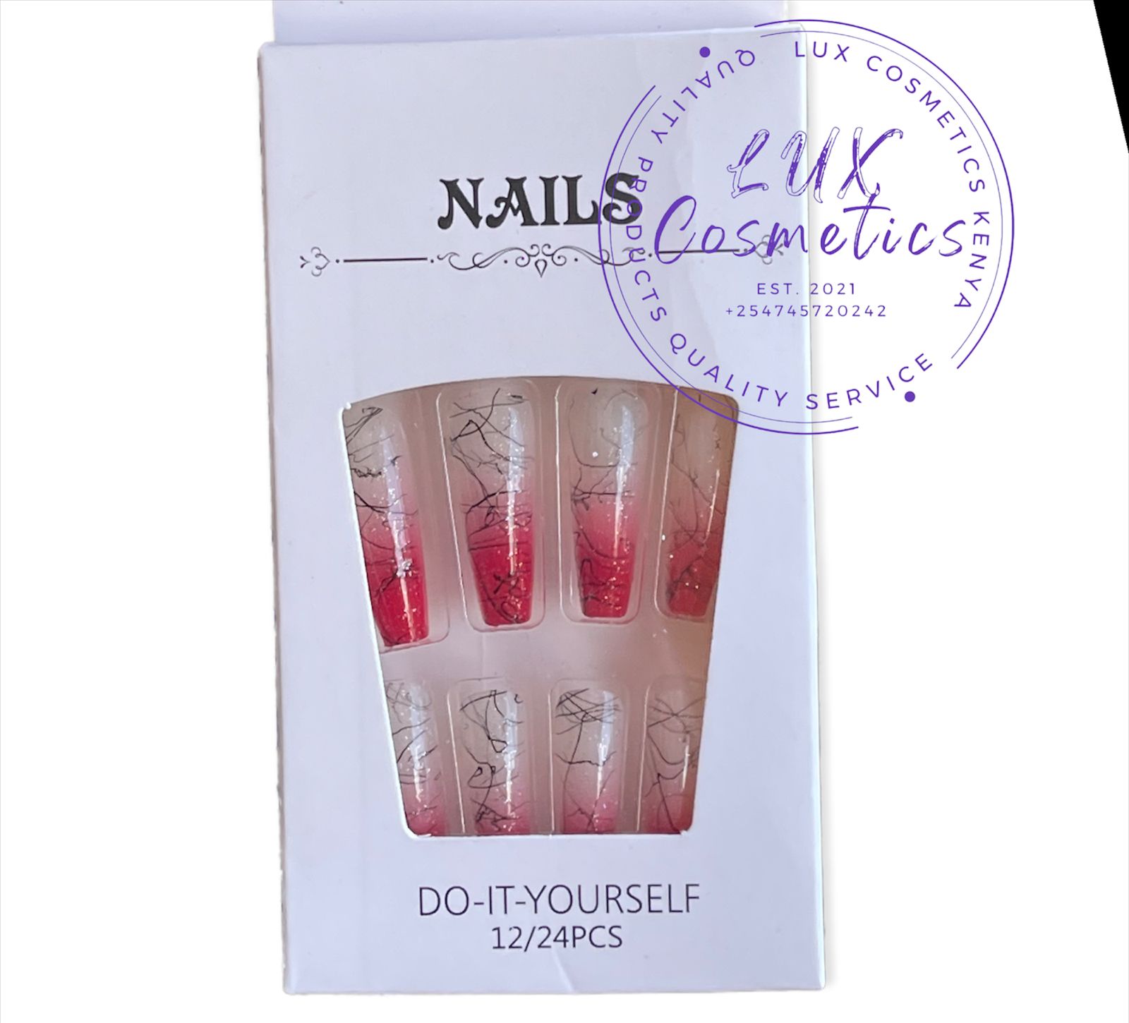 24 pcs Pattern Long Luxury Press On Ballerina Coffin Nails Acrylic Stickons + Application Glue (1 Pack) Long Luxury Press On Ballerina Coffin Nails Acrylic Stickons Pressons False Faux Manicure Nails
