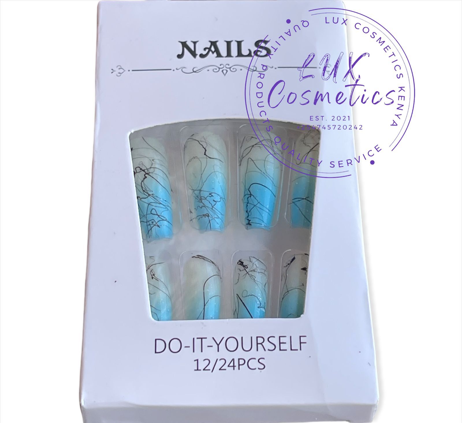 24 pcs Pattern Long Luxury Press On Ballerina Coffin Nails Acrylic Stickons + Application Glue (1 Pack) Long Luxury Press On Ballerina Coffin Nails Acrylic Stickons Pressons False Faux Manicure Nails