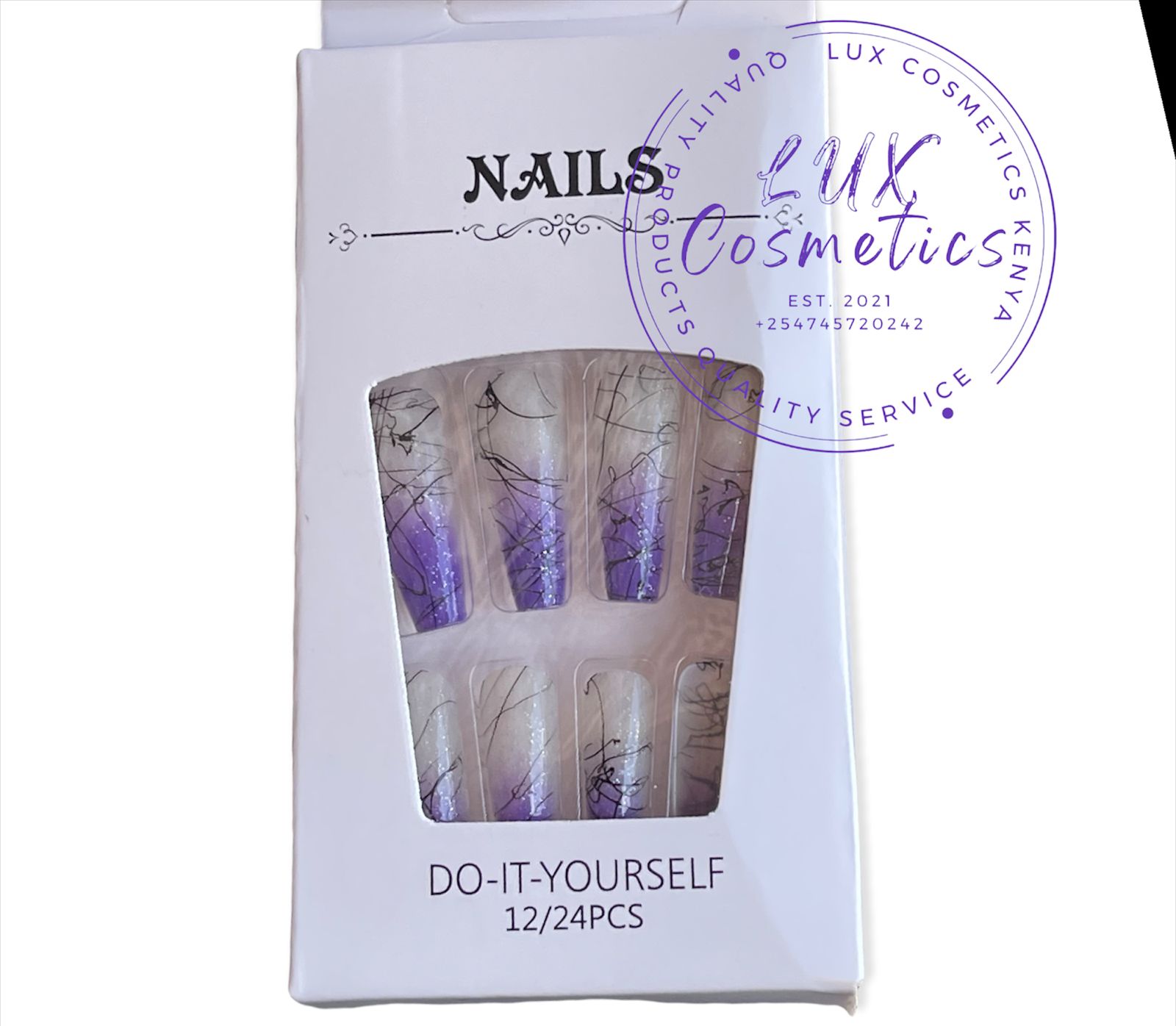 24 pcs Pattern Long Luxury Press On Ballerina Coffin Nails Acrylic Stickons + Application Glue (1 Pack) Long Luxury Press On Ballerina Coffin Nails Acrylic Stickons Pressons False Faux Manicure Nails